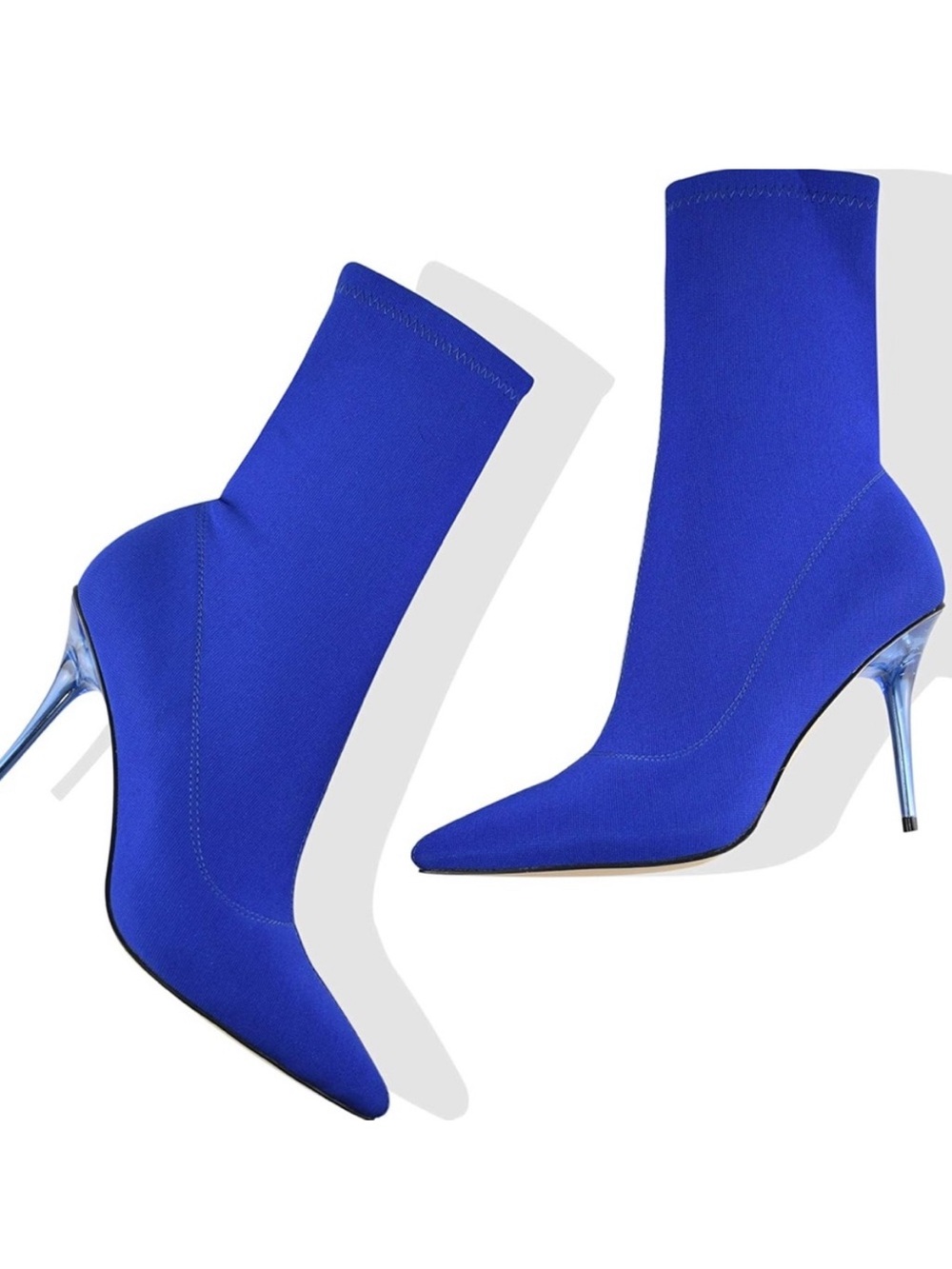 NEW Bright blue stiletto high heeled heels sock calf ankle booties heels boots